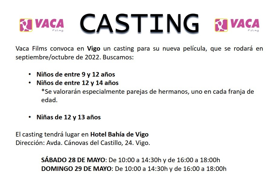 Vaca Films convoca un casting para niños este fin de semana en Vigo